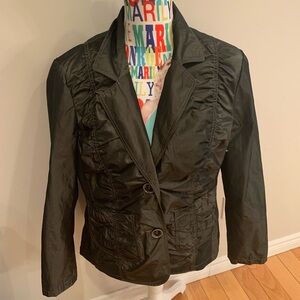 Kapalua Womens Olive Green Ruched Blazer Jacket